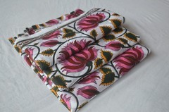NO TARRIF CHARGES 100% ✅ Floral Hand Print 100%Cotton 4 Yard Fabric ZK-12*