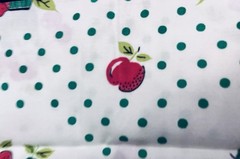 VTG `50`s Red & Green Fruit & Flower Bowl & Baskets Green Dots on White BTHY
