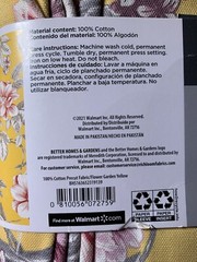 2 Better Homes & Garden 100% Cotton 72 x 45, 4 Yard Yellow Floral Homedec Fabric