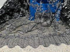 Silver Black Sequins embroidery Lace Fabric 50” Width Sold By The Yard