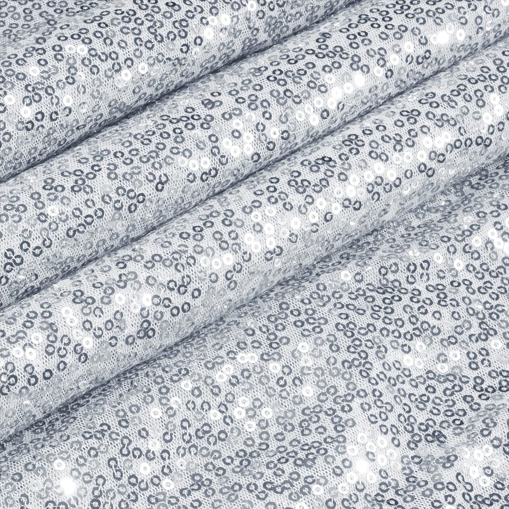 Vonty Sequin Fabric by The Yard – 1 Yard Silver Sequin Fabric, Glitter Fabric Sp
