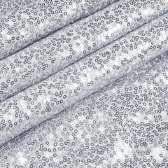 Vonty Sequin Fabric by The Yard – 1 Yard Silver Sequin Fabric, Glitter Fabric Sp