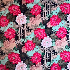 alexander henry lady yang 1 3/8 yards Cotton Quilt Fabric Craft Material #456-2