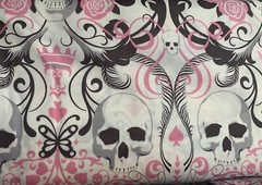 AH Pink Regent Skulls Fabric OOP BTHY Alexander Henry OOP RARE HTF By The 1/2 YD