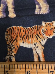 Cotton Fabric, Elephant, Tiger, Zebra, Giraffe, 2 Yds, 45″