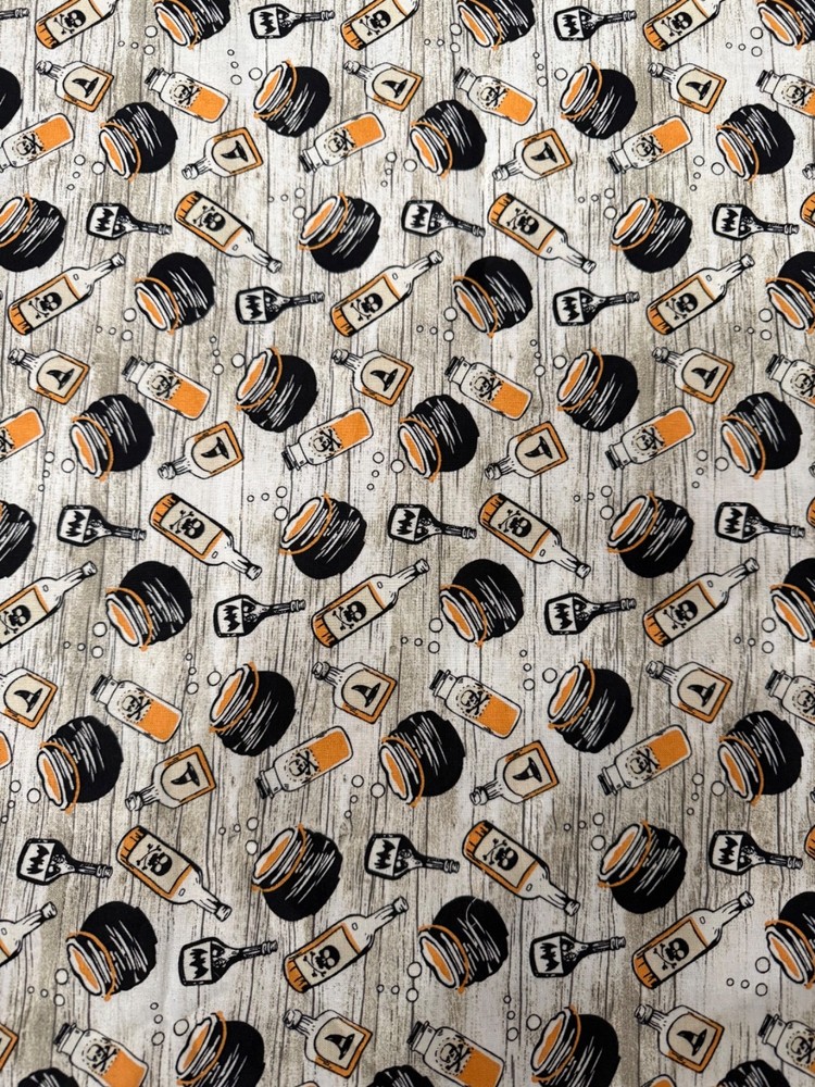 Cotton Fabric Halloween Bottles Cauldron Poison 53”