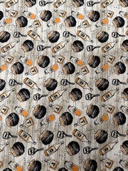 Cotton Fabric Halloween Bottles Cauldron Poison 53”