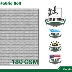 8ft Gray Sun Shade Fabric Roll Replaceable Canopy Pergola Multi-purpose Cloth