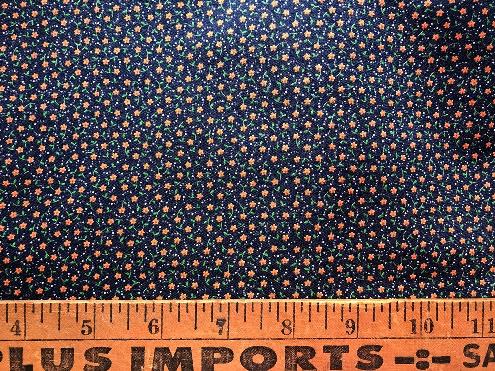 Cotton Quilt Fabric Floral Navy Blue Mini Print Cranston Print Works by 1/2 Yard