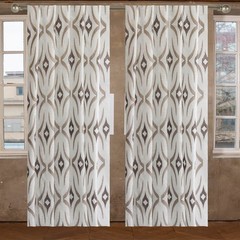 Geometric Sheer Curtain Fabric By The Yard, Linen Look Curtain Fabric Upholstery