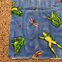 Vintage VIP Cranston Print Works Frog Dragonfly Cotton Fabric Blue Quilt 1 Yard