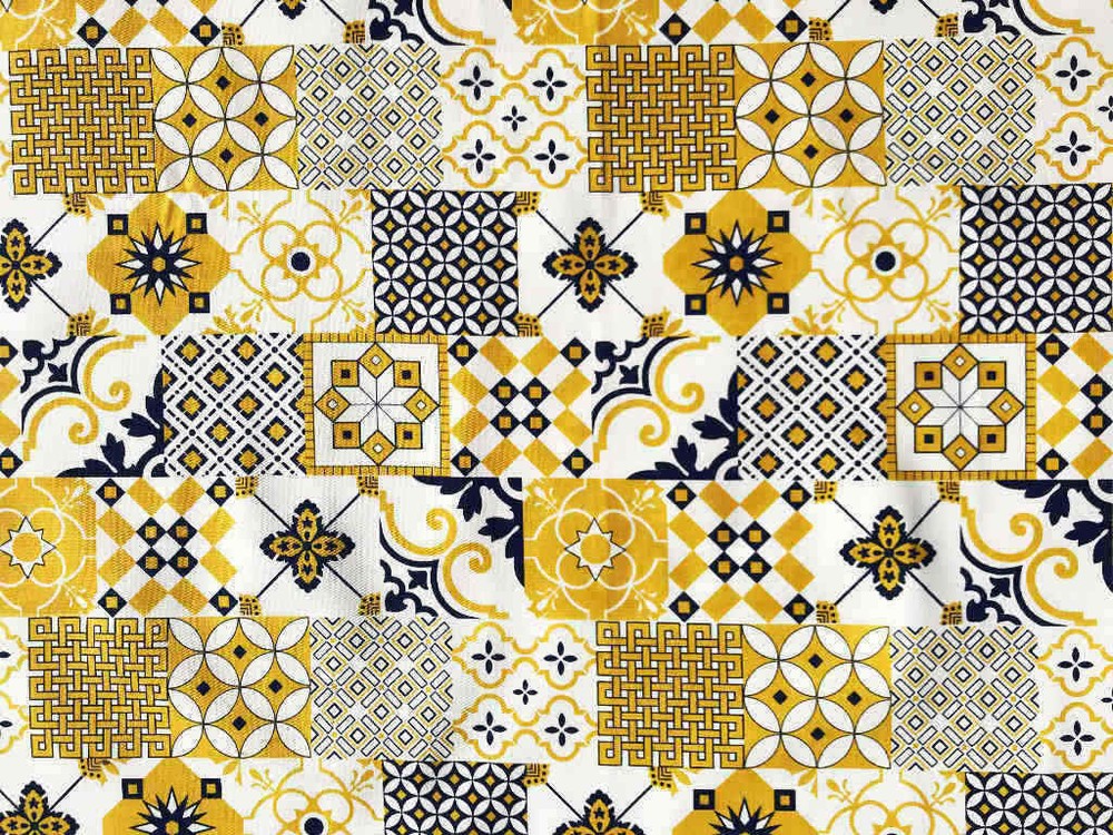 Fabrics by the meter and tablecloths | Tile motifs | Made in Italy | 100% Cotton