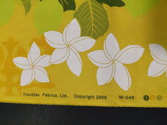 Yellow Trendex Fabric 2005 Cotton Hawaiian White Hibiscus Floral 2 Yards Beachy