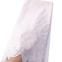 Worthsjlh Cotton African Lace Fabric 5 Yards Swiss Voile White Lace Fabrics