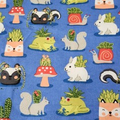 Super Snuggle Flannel Fabric 5 yd New Uncut Succulent Animals Blue