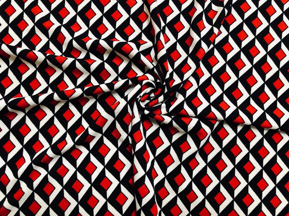Liverpool Fabric-Red Black 3D Cubes-LVPR216-Sold by the Yard