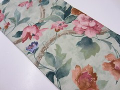 Vintage TEXOPRINT NETHERLANDS Green Pink Watercolor Flowers COTTON Fabric 2.75 Y