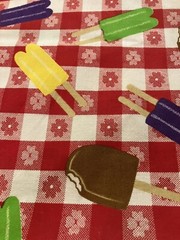 Summer Red Floral Picnic Plaid Cotton Fabric Popsicles 2 Pieces 4.5 Yards 56”W