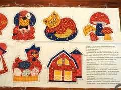 Vintage Barnyard Appliques Fabric Panel Sunbonnet Kids Mushrooms Cranston VIP