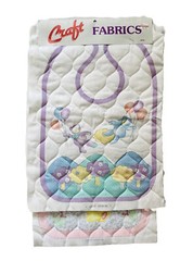 Vintage Print Craft Fabric Baby Bibs Teddy Bears and Bunny Quilted Cut and Sew