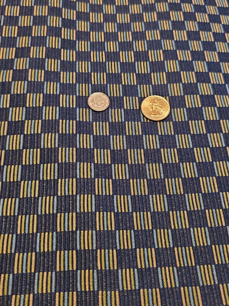 4 Yds Woven Jacquard Upholstery Fabric Checkerboard Blue/Gold Retro Geometric