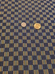 4 Yds Woven Jacquard Upholstery Fabric Checkerboard Blue/Gold Retro Geometric