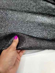 “Charcoal Metallic Brocade Fabric with Embossed Design – Sold by the Meter for E
