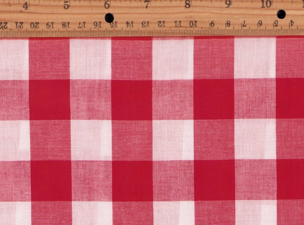 Red & White Vintage Buffalo Checks Cotton Fabric 1 yds 36″x 60″ OOP Unwashed