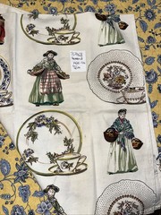 Royal Doulton Figurines Riverdale Bark Cloth Teacups Vintage Fabric 34”x21”