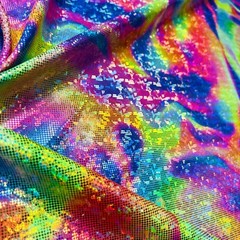 Abstract Multicolor Metallic Print Spandex Fabric Stretch by Yard for Swimwear