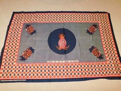 Nida Nzito KHANGA Pampa Ya TANZANIA Cotton FABRIC Panel 40×60″ Red Black Pineapp