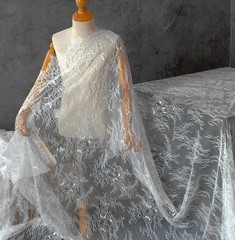 42 Colors Available Subtle Thin Quality Eyelash Chantilly Lace Fabric for Skirt