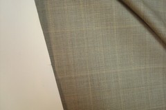 3 yds English Wool Fabric Luxury Super 120s Suiting 9 oz Taupe Plaid 108″ BTP