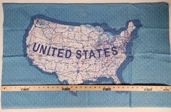 United States Map Fabric Quilt Panel Cotton Road Interstate Diamond Plate Blue