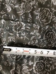 Woven Fabric Remnant Black Gray Floral Rose Print 16 Inches Long 44 Inches Wide