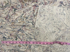 Vtg Cotton Fabric Marbled Red Green Blue Purple Beige 1 5/8 Yard x 44 inches