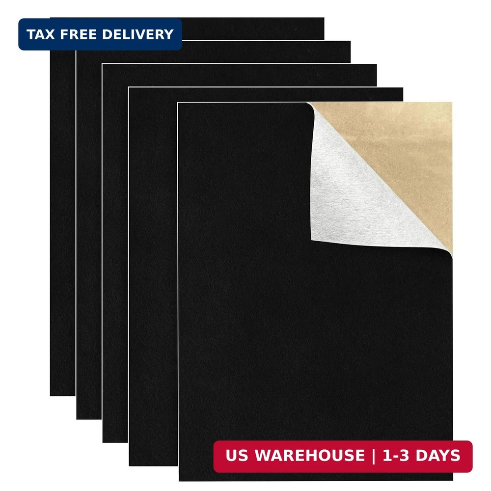 5PCS Self Adhesive Felt Sheet – Black Felt Sheets with Adhesive Backing for Draw