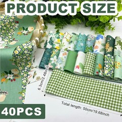 40 PCS 2.5×20 Inch Green Cotton Jelly Roll Fabric Strips Quilting #GR