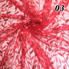 100*125cm Champagne Shining Sequin Tree Leaf Embroidered Fabric Dress Material.