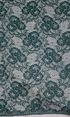 Dark Forest Green Floral Lace Fabric Yardage Rose Motif Mesh 4 YDS x 44″ Overlay