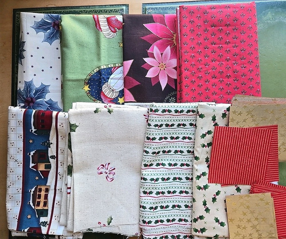 Lot of 8+ VTG Quilting Christmas Holidays Fabric Cotton 2 LB 9 OZ Brand Name