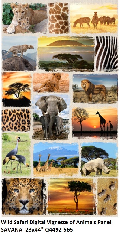 Africa Safari Animals Panel cotton quilt fabric Hoffman Q4492-565-Savannah Lion