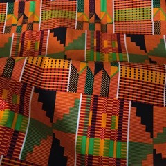 Newliten African Wax Print Fabric Multicolor Orange Green Geometric Pattern