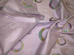 12 YDS 100% SILK LAVENDER EMBROIDERED RINGS DRAPERY UPHOLSTERY FABRIC FOR LESS