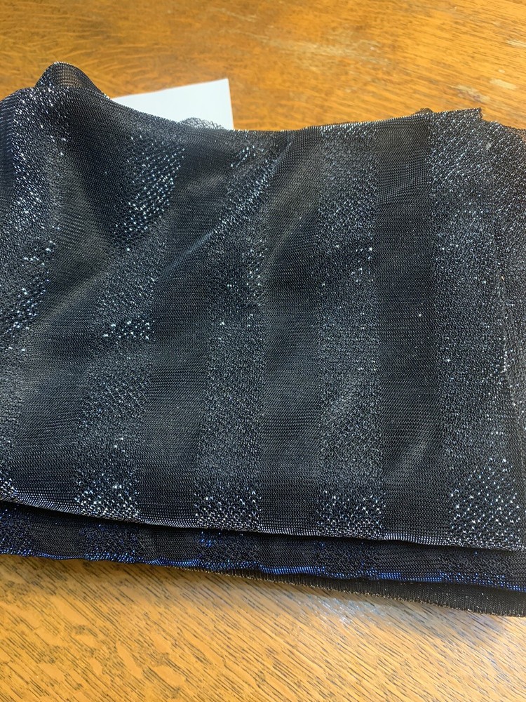 Remnant Vintage semi sheer Black W/Silver Sparkling Lurex Stretch Knit fabric