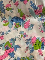 Vintage NEON Jungle Zebra Lion Giraffe Unbranded Fabric approximate 44”x 98”