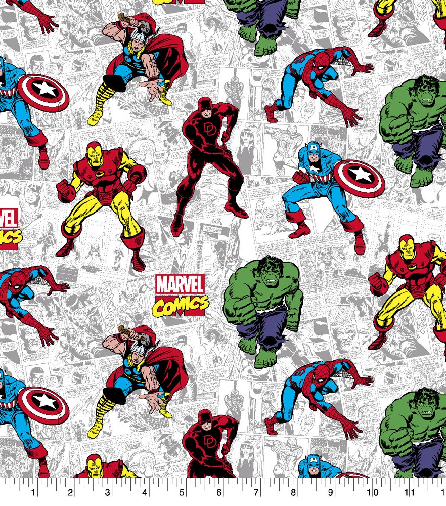 MARVEL COMIC CHARACTER COTTON FABRIC HALF YARD 18″x 44″