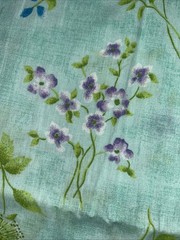 Fabric Pastel Blue With Pastel Purple And Blue Flowers 2 1/4 Yards