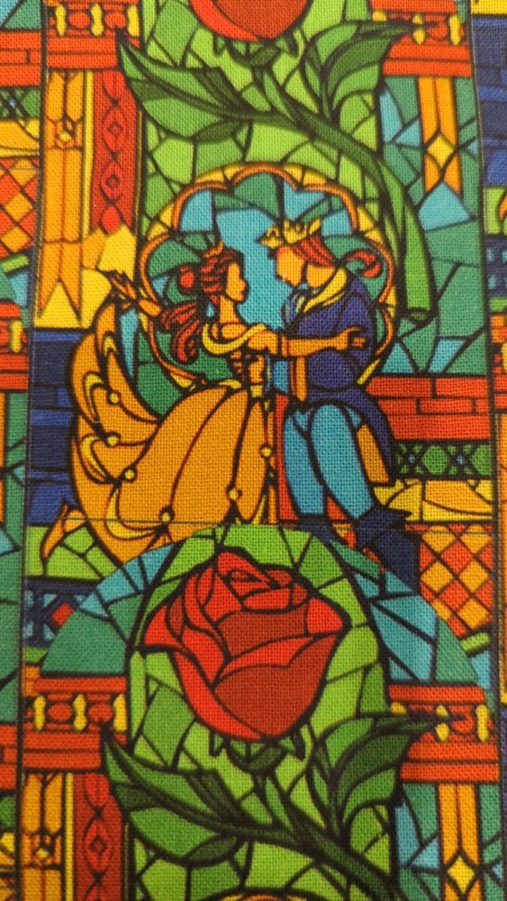 Disney Beast and the Beauty Cotton Fabric Kid Cartoon Princess Belle Glass 140cm