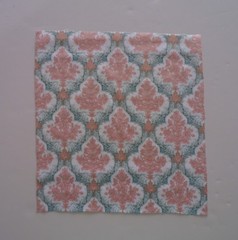 Fabric Cotton 11 1/2″ x 10 6/8″ Panel, Pink Trees on a Green Design